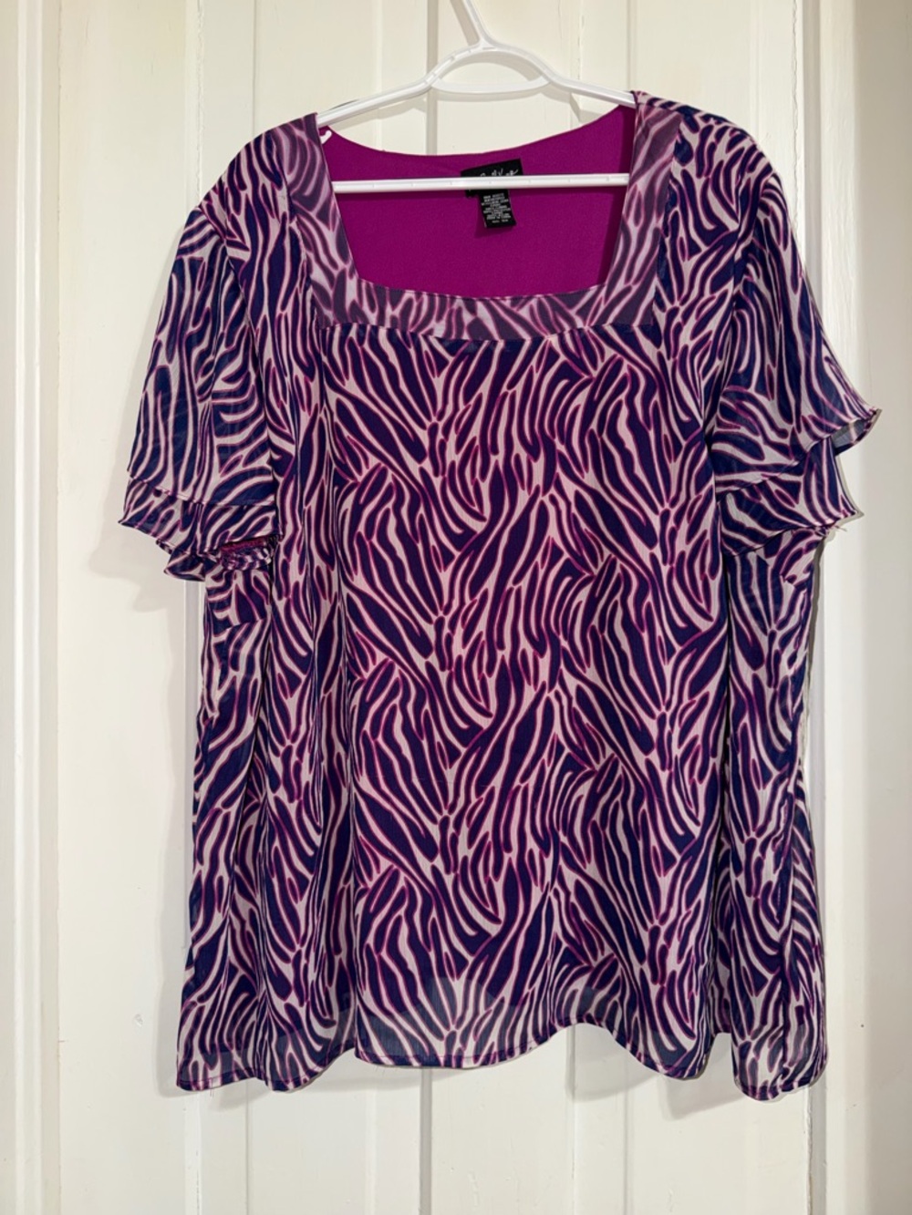 Women's plus size 3X Russell Kemp Zebra-Print Short Sleeve Blouse shirt top